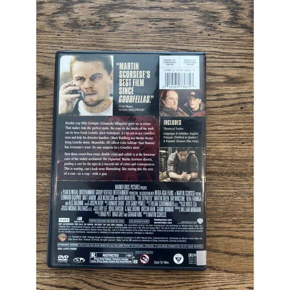 The Departed 2007 DVD Crime Thriller Leonardo DiCaprio Matt Damon Pre-Owned - Picture 2 of 4